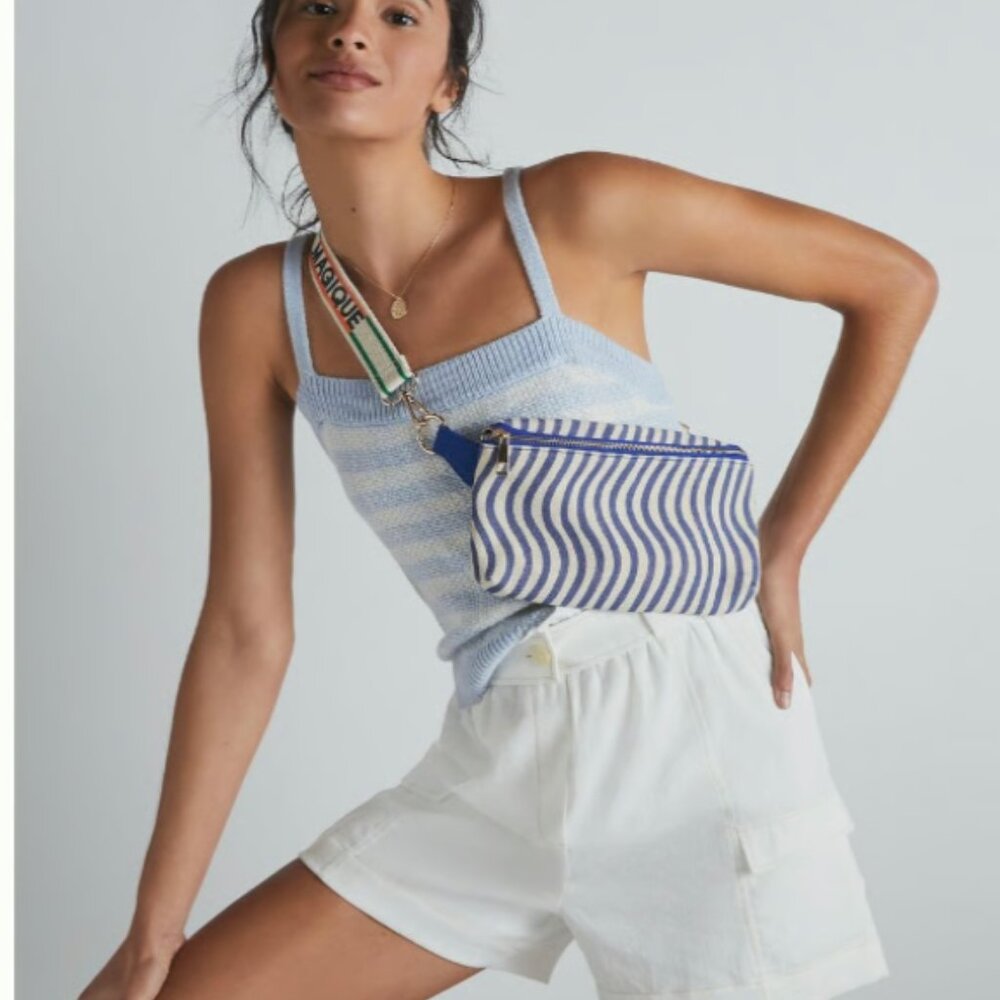 NWT Moon River High Waist Shorts White Belted XS